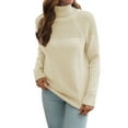 thumbnail image 1 of Arlun Chandail Col Roulé pour Femmes Hiver Automne Manches Longues Crochet Tricoté Couleur Unie Pulls Mode Tunique Style Confortable Beige m, 1 of 4