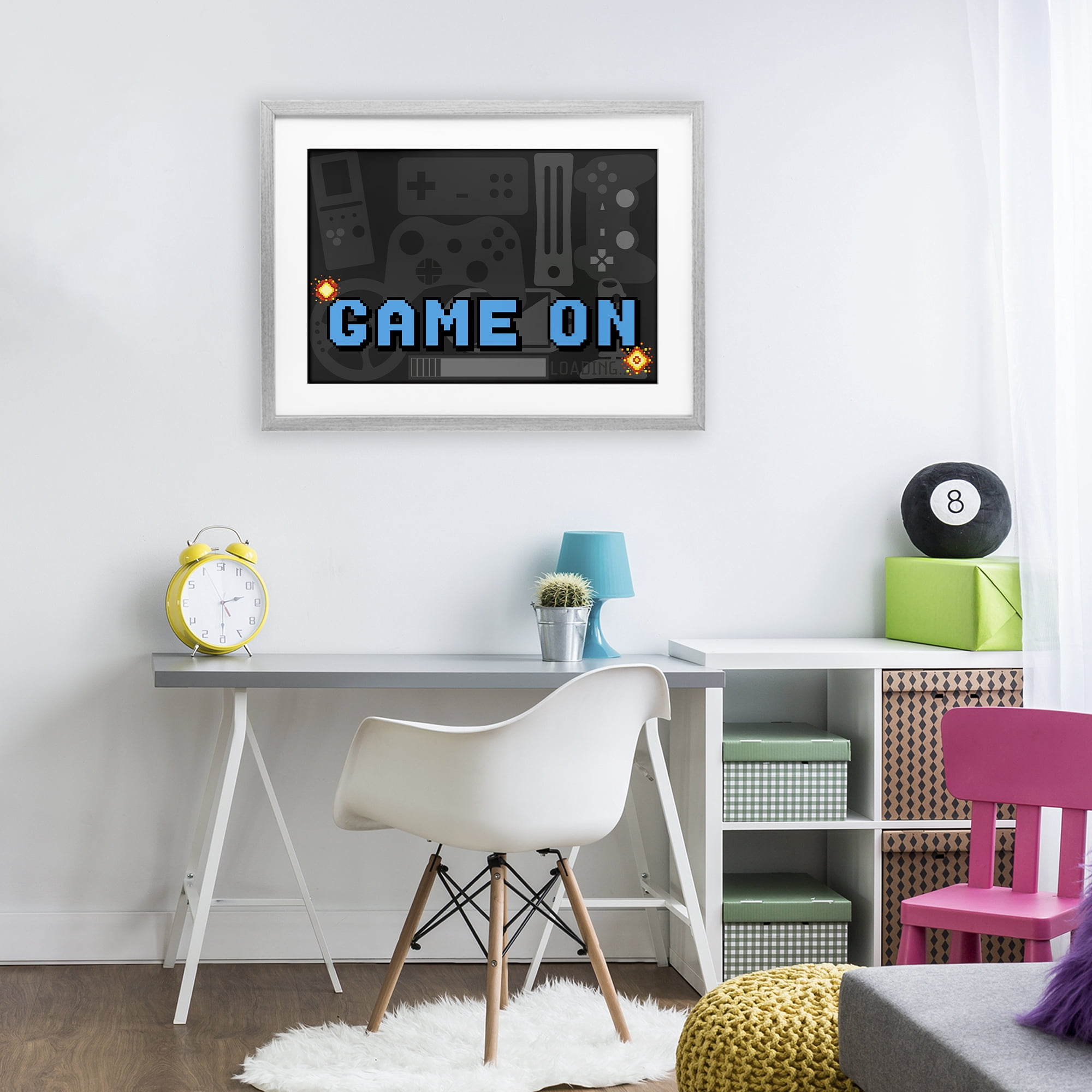 Stupell Industries Game On Arcade Gray Framed Print Under Glass, design by Kim Allen