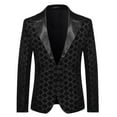 thumbnail image 5 of INSPIRE CHIC Men's Blazers Formal Tuxedo Peak Lapel One Button Glitter Argyle Sequin Blazers S Black, 5 of 7