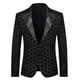 thumbnail image 5 of BLAZERS DE HOMBRE INSPIRE CHIC Con Solapa Pico, Un Botón, Brillante, Argyle, Lentejuelas, XL Negro, 5 of 7