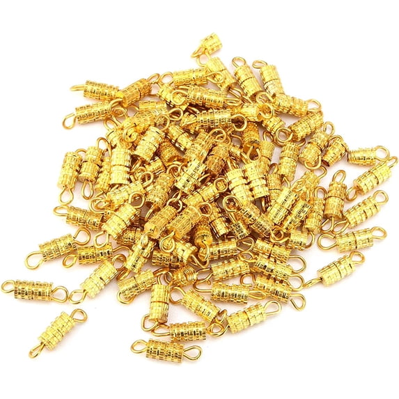 300 Sets 14 x 3.5 mm Barrel Screw Clasps for Jewelry Making, Copper and Plating Twist Clasps for DIY Jewelries, Necklaces, Bracelets and Anklets (100 PCs Each in Gold, Silver and Platinum)
