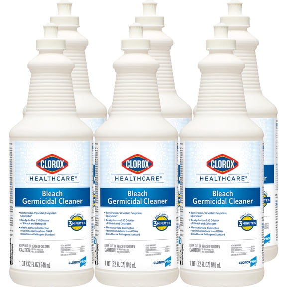 Clorox Healthcare Pull-Top Bleach Germicidal Cleaner - Ready-To-Use - 32 fl oz (1 quart) - Disinfectant, Fast Acting, Refillable, Cleanse, Ant