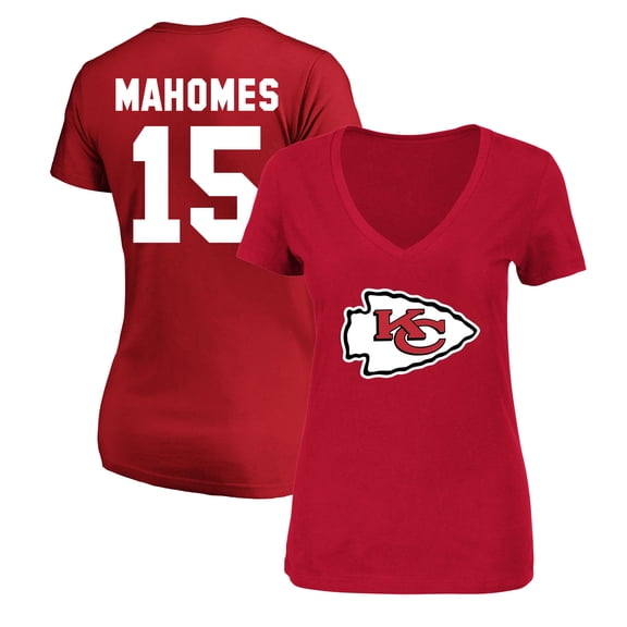 Women's Fanatics Patrick Mahomes Red Kansas City Chiefs Plus Size Name & Number V-Neck T-Shirt