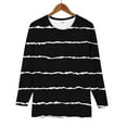 thumbnail image 6 of Women's Black White Striped Print Raglan Sleeve Round Neck Sweatshirt, Long Sleeve Soft Rayon Blend Pullover Top with Loose Fit for Fall Season, Casual Streetwear and Legging Pairing Outfits Black L, 6 of 8