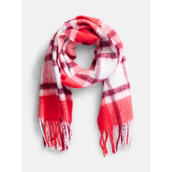Scenario Women's Woven Plaid Scarf, Red