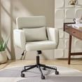thumbnail image 7 of 360-Degree Swivel Leather Deskchair with Wheels Adjustable Height for Home Office Bedroom Ivory, 7 of 7