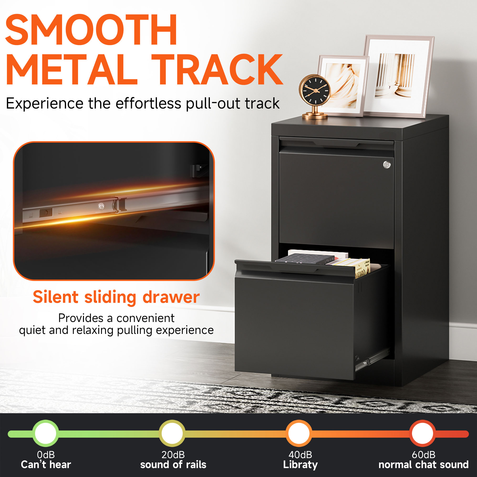 Topass 2-Drawer Locking Metal File Cabinet, Home Office Storage, A4/Legal/Letter Hanging, Assembly Required.Black