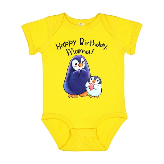Inktastic Happy Birthday, Mama Cute Penguins Boys or Girls Baby Bodysuit
