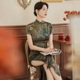 thumbnail image 3 of Vestido cheongsam chino de seda sintética para mujer, vestido de baile oriental, qipao largo, 3 of 8