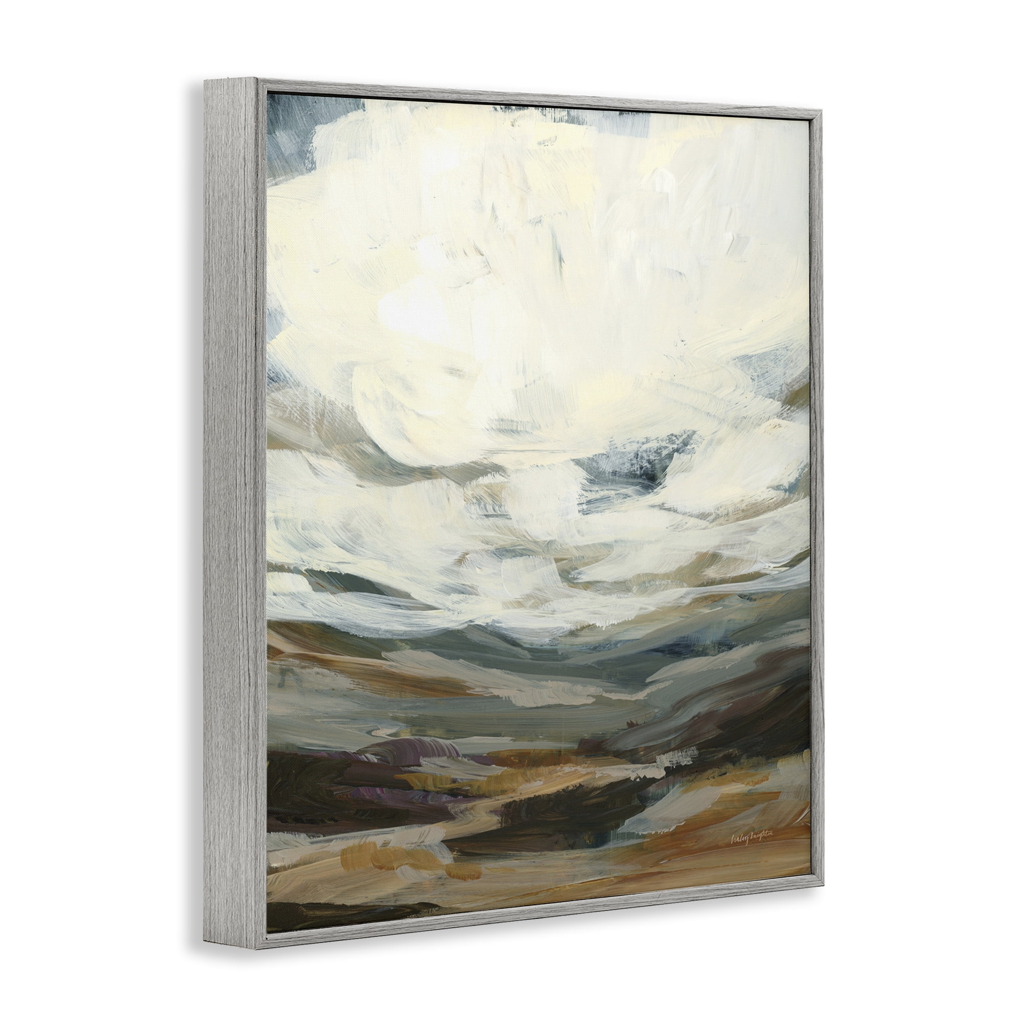 Stupell Industries Abstract Heavy Clouds Landscape Painting Gray Framed Art Print Wall Art, 24 x 30