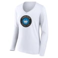 thumbnail image 2 of Women's White Charlotte FC Official Team Logo Long Sleeve V-Neck T-Shirt, 2 of 3