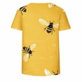 thumbnail image 4 of WHLBF Womens Tops Short Sleeved Honeybee Festival Casual Printed Round Neck T-shirt Yellow L, 4 of 5