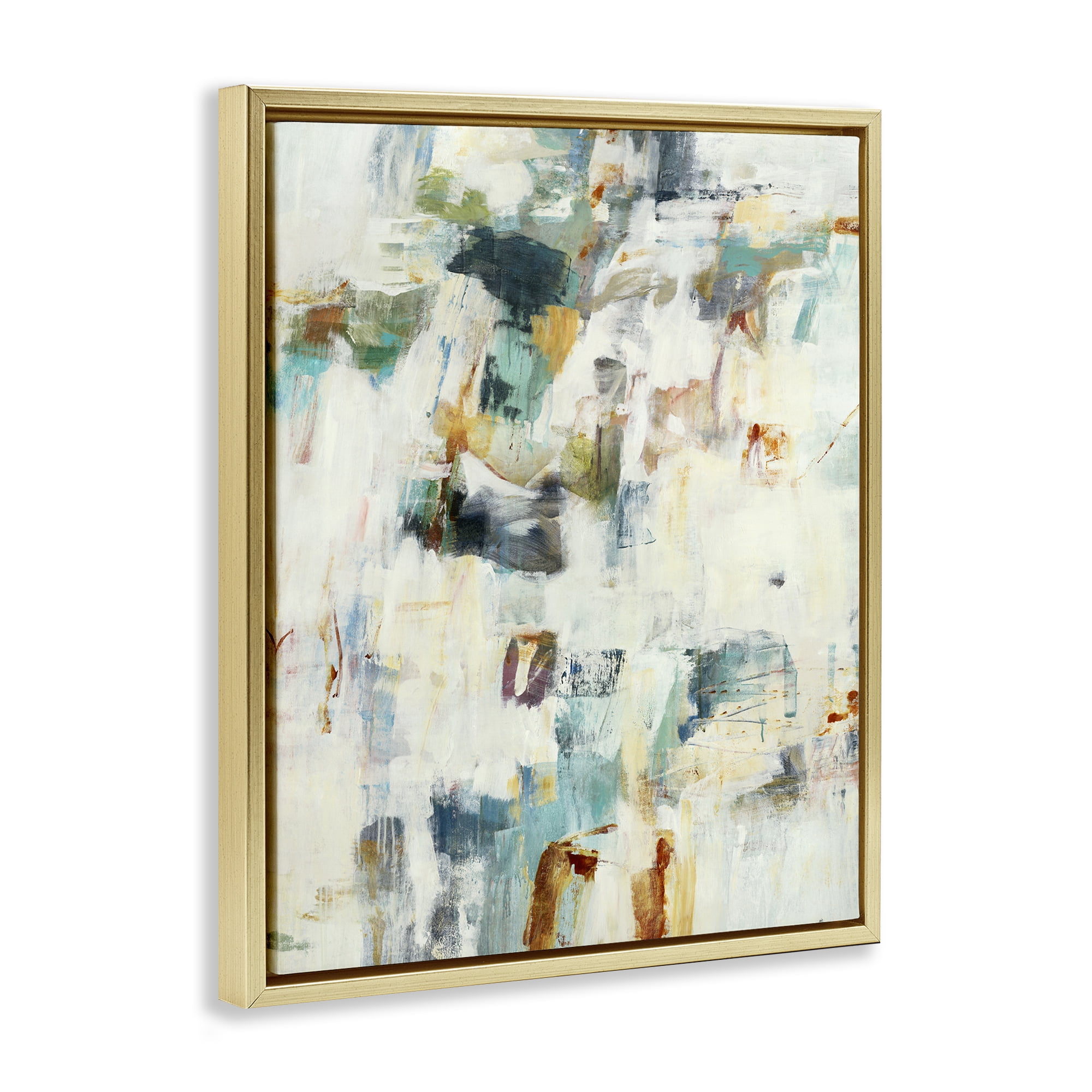 Stupell Industries Expressive Chaos Layers Gold Framed Floater Canvas Wall Art, design by Lisa Ridgers