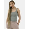 thumbnail image 2 of No Boundaries Women's Seamless Smoothing Rib Square Neck Bodysuit, Sizes XS-XXXL, 2 of 4