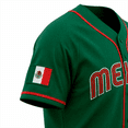 thumbnail image 5 of Casaca Jersey Béisbol México Bordado Colores Verde Negro Rojo Diseño Clásico Botones Cuello Redondo, 5 of 5