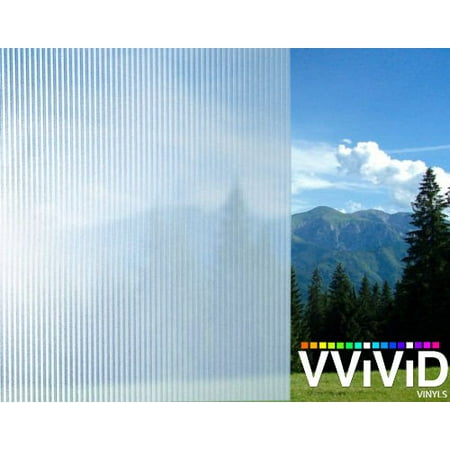 White Frosted Striped Privacy Window Decal Contact Paper Static Non-Adhesive Sticker Decorative Office, Bathroom & House Film Wrap VViViD - Choose Your Size
