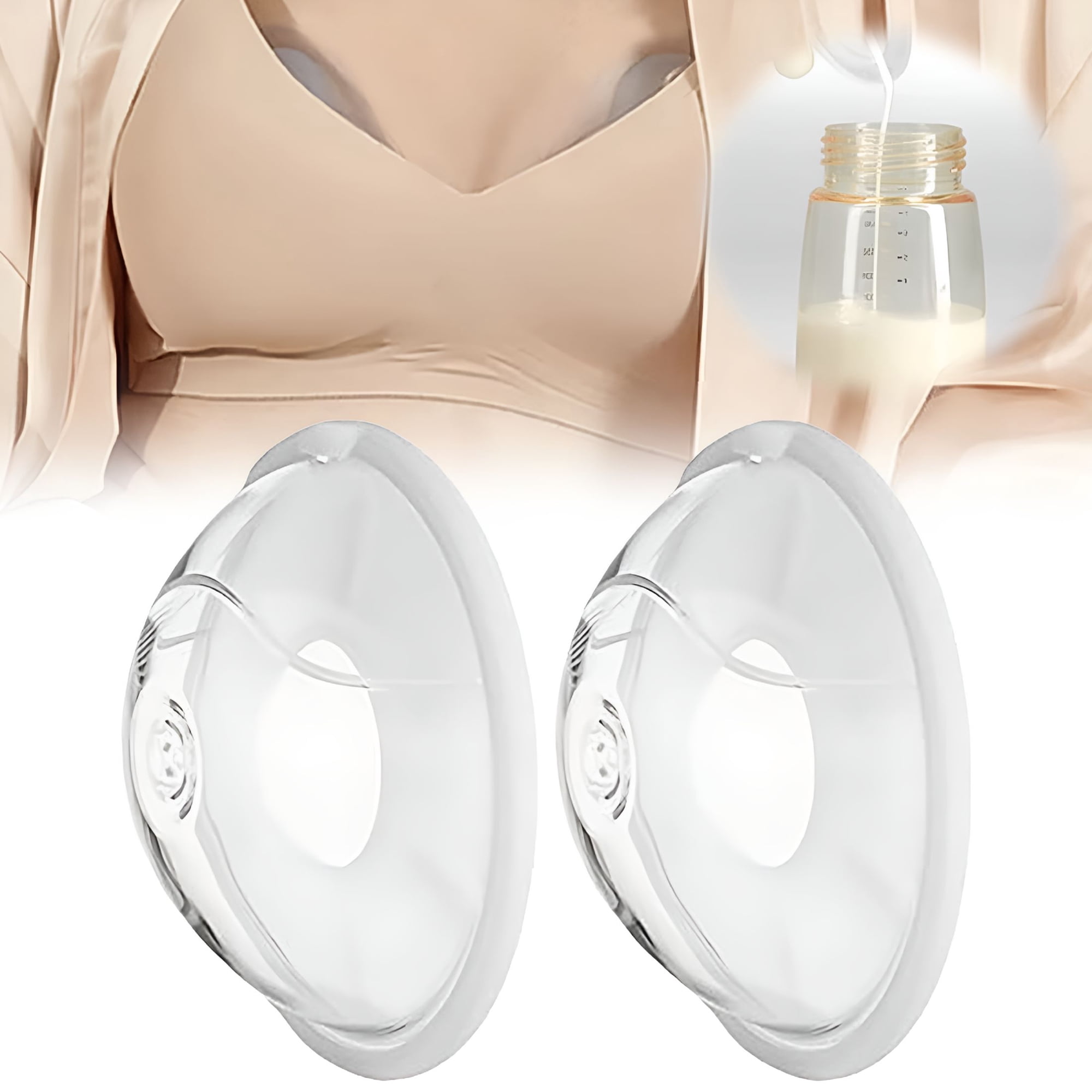 ACDANC Silicone Manual Breast Pump - Hands Free Breast Pump - Passive Breast Milk Collector Shell for Newborns - Breastfeeding Essentials - Set of Two Silicone Cups