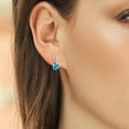 thumbnail image 3 of Gem Stone King 3.02 Ct Swiss Blue Topaz G/H Lab Grown Diamond 925 Silver and 10K Yellow Gold Earrings, 3 of 3