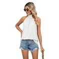 thumbnail image 2 of Tank Top for Women Pleated High Neck Halter Tops White XXL, 2 of 9