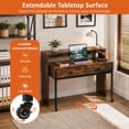 thumbnail image 3 of Extendable Computer Desk with 2 Drawers, Home Office Desk with Pull Out Secondary Desk for Study,Working,Writing，Rustic Brown, 3 of 10