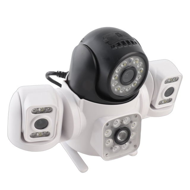 Cámara De Seguridad Al Aire Libre De 3 Lentes, Cobertura De 360, Seguimiento De Movimiento De IA, Impermeable IP66, Inalámbrica WiFi, Visión Nocturna Para
