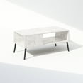 thumbnail image 2 of Furinno Claude Mid Century Style TV Stand for TV up to 40 with Wood Legs, Marble White, 2 of 6