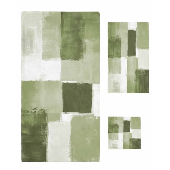 Sage Green Geometric Bath Towels for Bathroom Set,Luxury Microfiber Towels Gifts for Women,Quick Dry Beach Hand Hair Face Towel and Dish Washcloth,Watercolor Ombre Modern Abstract Art Towels Set