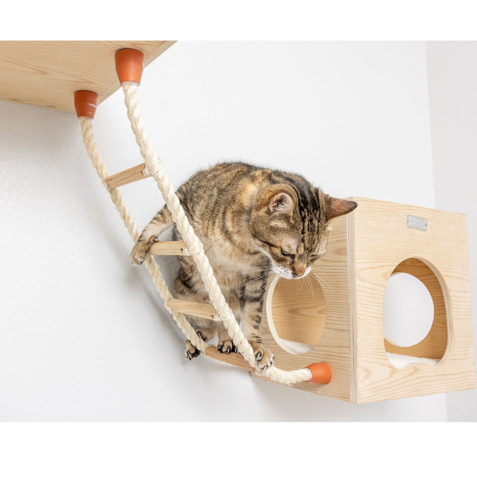 Armarkat W1907E Wall-Mounted Cat Climbing Ladder Solid Wood Sisal Rope 28"