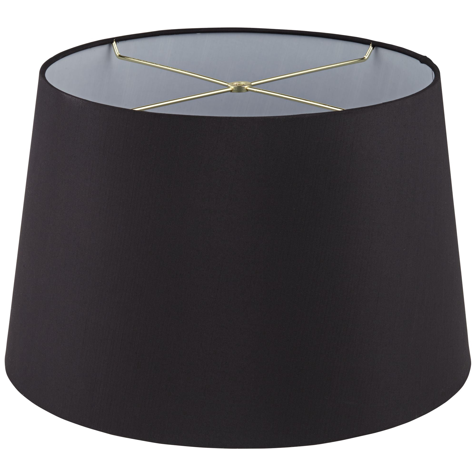 Springcrest Black Faux Silk Large Tapered Drum Lamp Shade 14" Top x 17" Bottom x 11" Slant x 11" High (Spider) Replacement with Harp and Finial