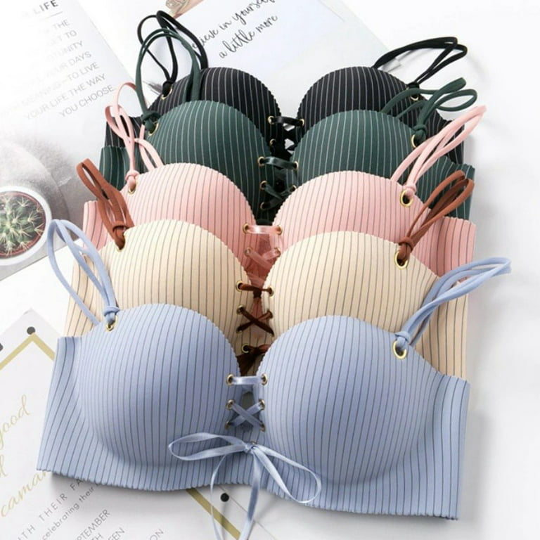 Women Bra Striped Seamless Lingerie Bralette Wireless Push Up Brassiere  Female Underwear Soft Cup Intimates 