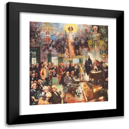 Howard Chandler Christy 15x16 Black Modern Framed Museum Art Print Titled - The Constitution of the United States ‘The Signing’ (1900)
