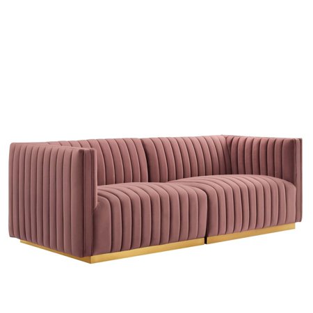 Conjure Channel Tufted Performance Velvet Loveseat-EEI-5842-GLD-BLK
