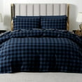 thumbnail image 5 of 4-Piece Cotton Flannel Sheet Set, Deep Pocket Fitted, King, Buffalo Check Blue, 5 of 5