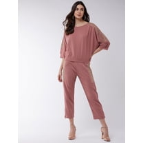 Zima Leto Women's Solid Loose Top And Pant Set With Shimmer Details