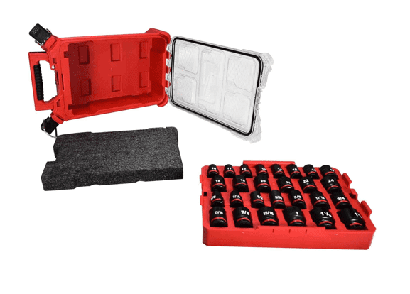 MILWAUKEE SHOCKWAVE Impact Duty Socket Set (27-Piece) – SAE & Metric, 1/2" Drive, PACKOUT Organizer (49-66-6804)
