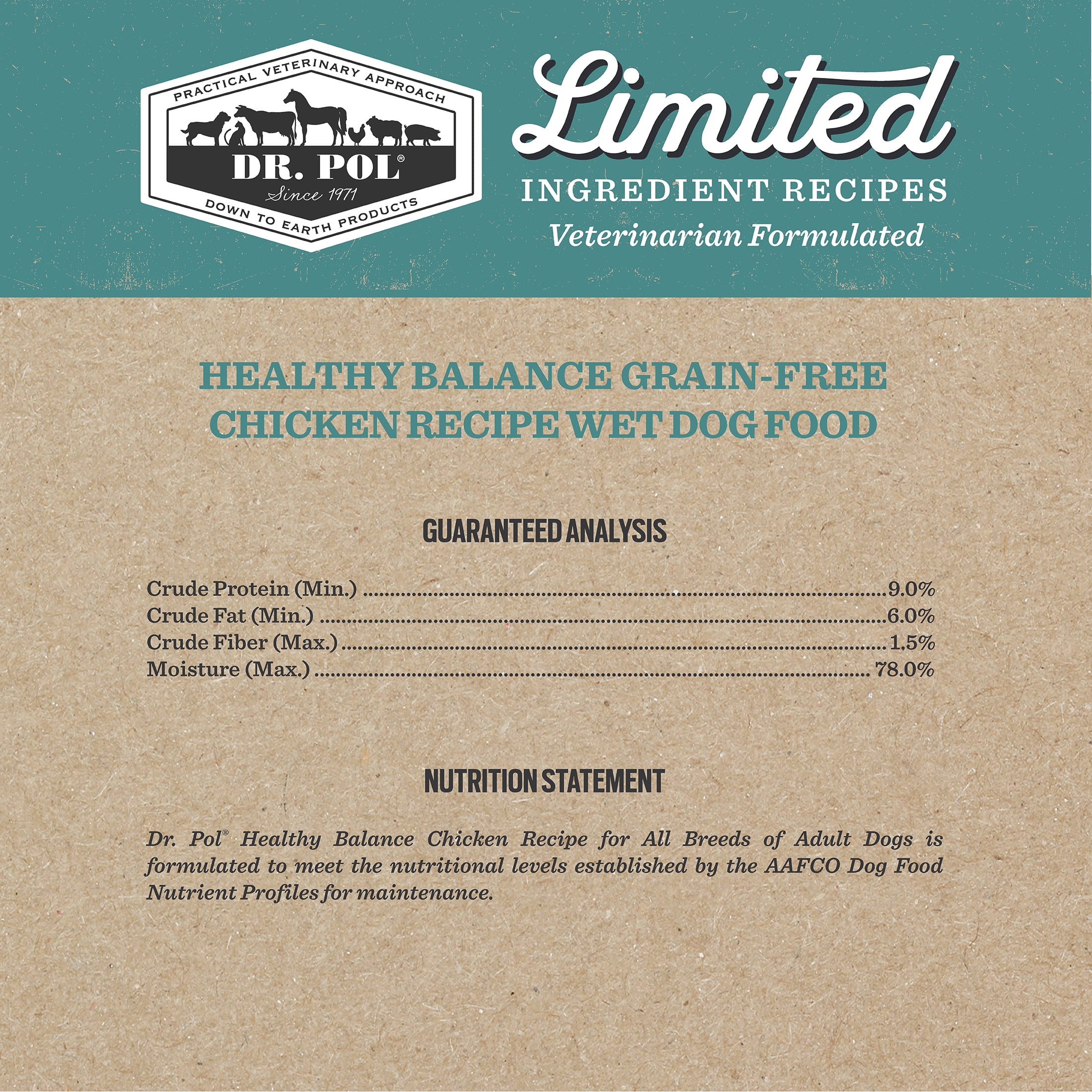 (12 pack) Dr. Pol Limited Ingredient Chicken Canned Dog Food, 12.5oz.