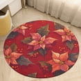 thumbnail image 6 of Christmas Poinsettia Red Flower Round Carpet Circle Rug Outdoor Patio Area Rug Washable Large Area Rugs Hallway Room Decor Fitness Mats, 6 of 8