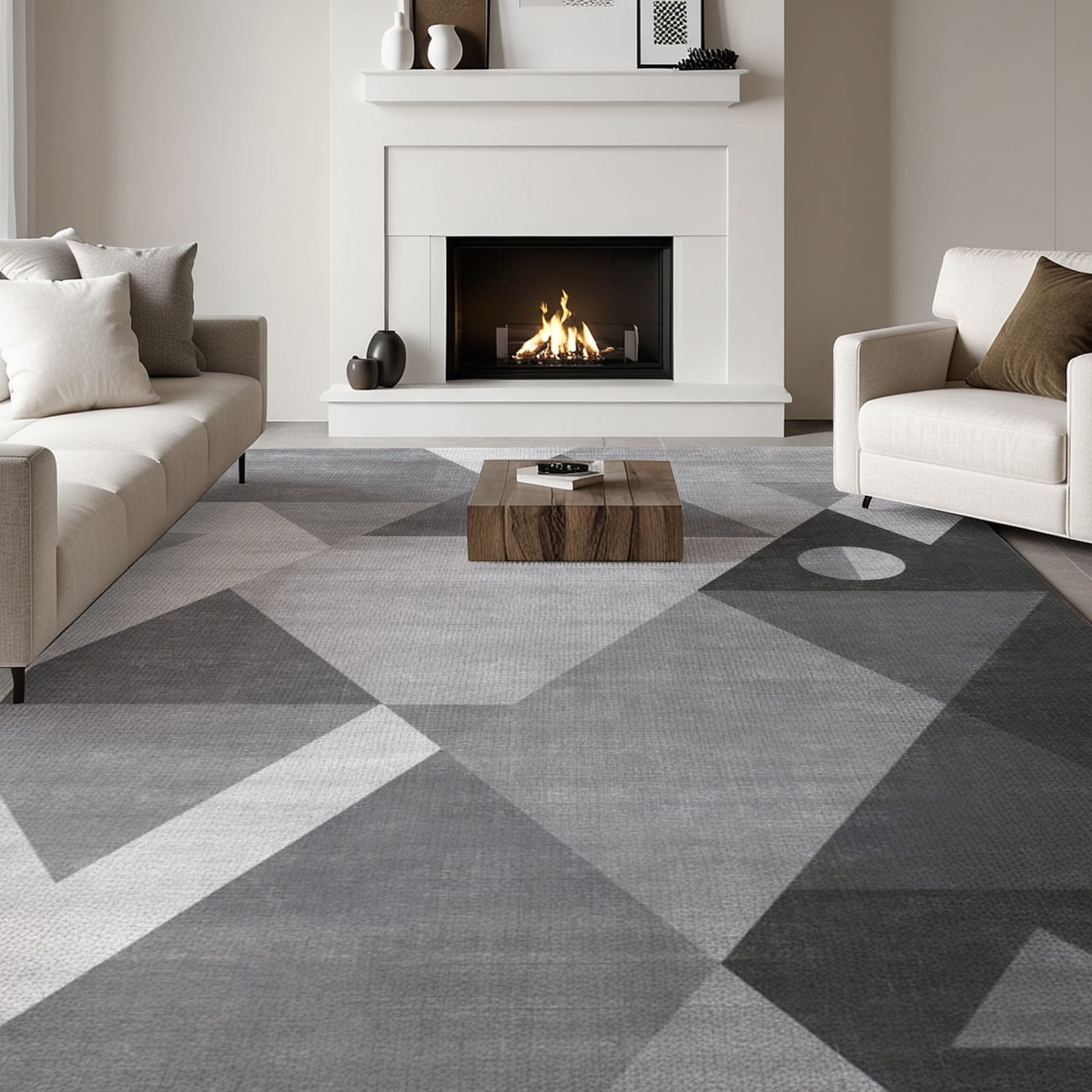 Cozylore 9'x12' Area Rugs for Living Room Geometric Style Modern Rug Soft Low Pile Non Slip Carpet Machine Washable Indoor Rug for Bedroom Dining Room Office, Gray