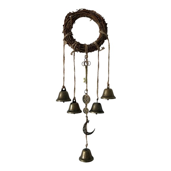 WUSUOWEI Witch Bells Witchcraft Decor, Decorative Hanging Witch Wind Chimes for Home Handmade, Rattan Witch Bells Door Car Wall Decor Blessing Gifts 3/2/1PCS