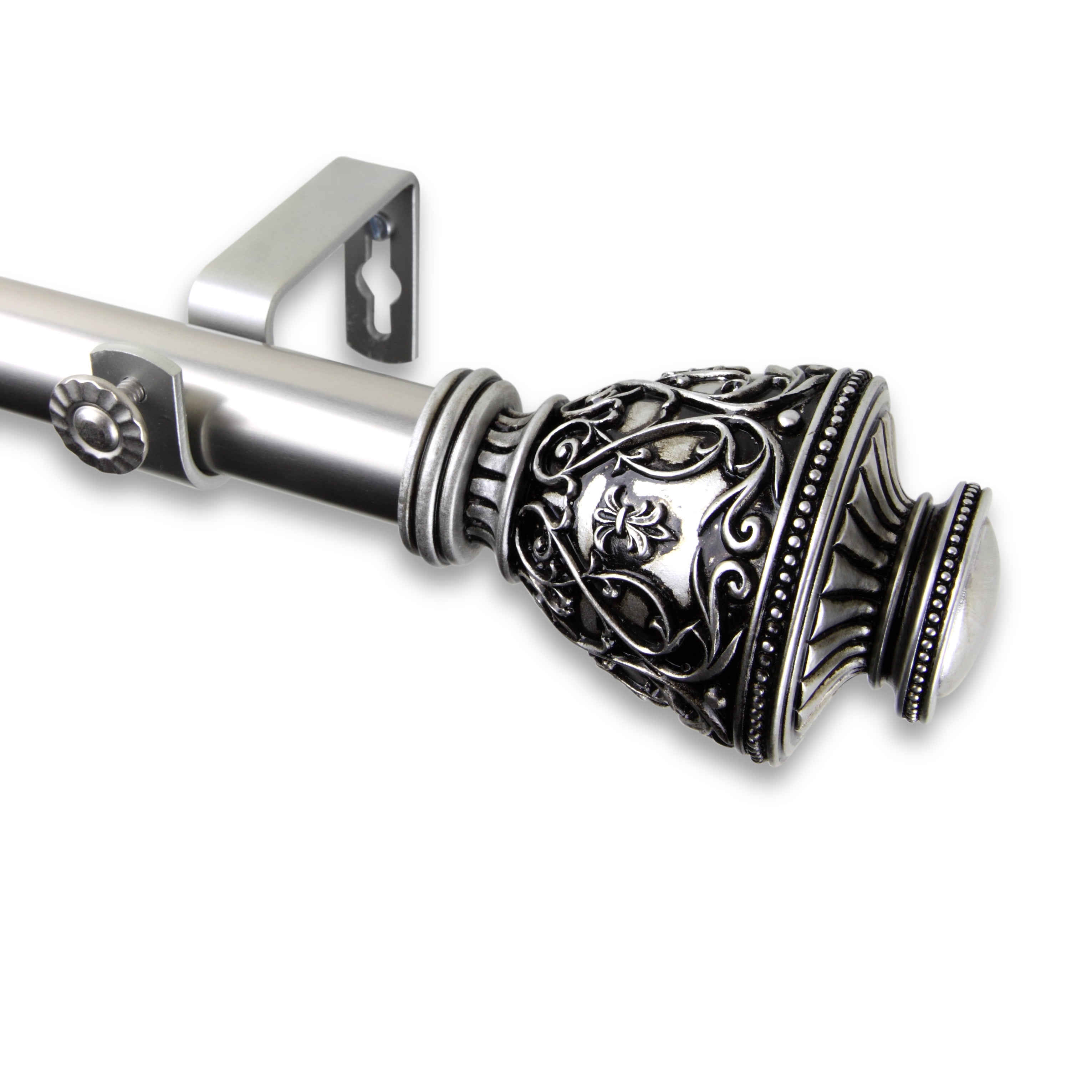 1" Dia Adjustable Savia Double Curtain Rod 160-240 inch Satin Nickel
