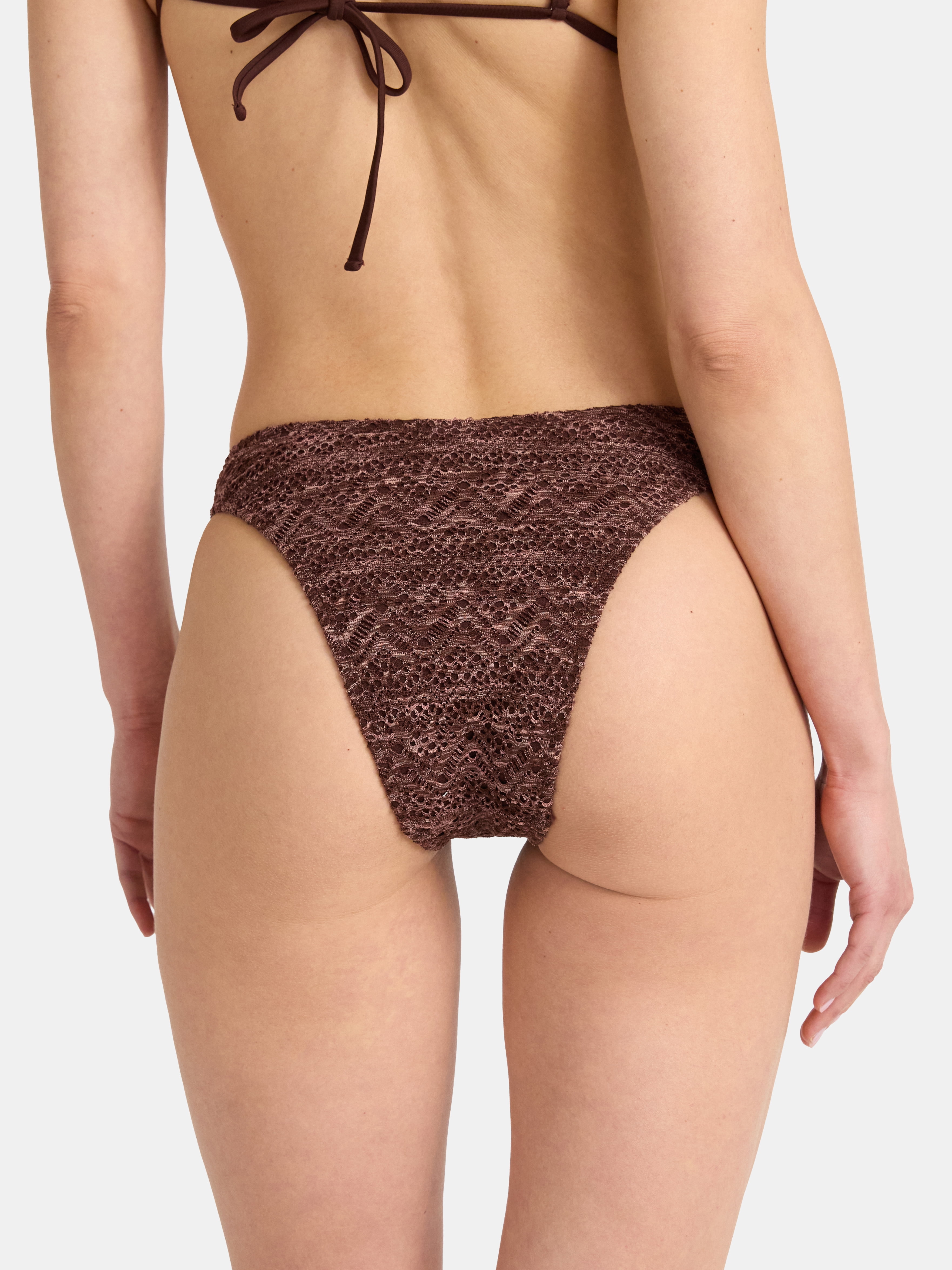 No Boundaries Warm Chocolate Cheeky High Leg Bikini Swim Bottoms, Women's
