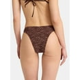 thumbnail image 3 of No Boundaries Warm Chocolate Cheeky High Leg Bikini Swim Bottoms, Women's, 3 of 5