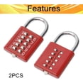 thumbnail image 4 of HUGFEGWE 10 Digit Combination Padlock Push Button Lock for Suitcase Luggage Drawer Door Toolbox，Fixed Gym Cabinet Door Toolbox Padlock Gym Sports School and Employee Lock, Red 2PCS CJB91-26079, 4 of 8