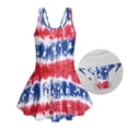 thumbnail image 6 of COEQINE Girls One Piece Swimsuit with Skirt Sleeveless Cute Skirted Bathing Suit Hawaiian Swimwear for Kids 3-4 Years, 4th of July Summer Swim Dress for Water Play, Retro American Flag Tie-dye, 6 of 8