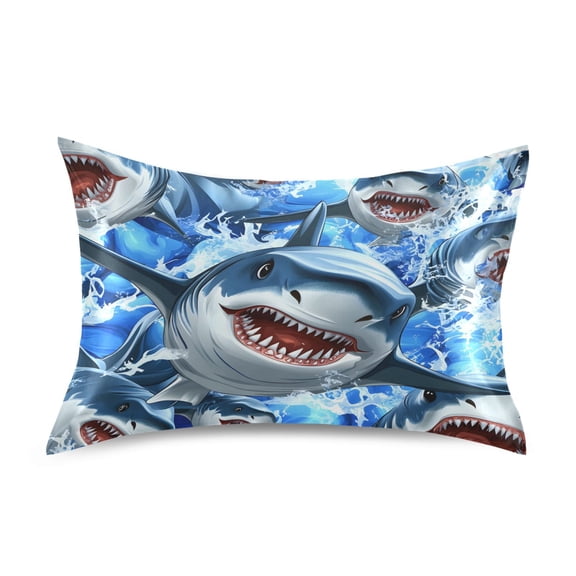 Shark Pattern Pillowcase Standard Size Luxury Silky Soft Wrinkle Resistant Envelope Closure 20x26in
