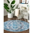 thumbnail image 3 of Rugs.com Mangata Collection Rug – 4' Round Blue Low Rug Perfect For Kitchens, Dining Rooms, 3 of 9