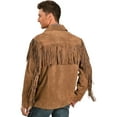 thumbnail image 3 of Scully Leather Mens Boar Suede Button Front Fringe Jacket Cinnamon 4X, 3 of 5