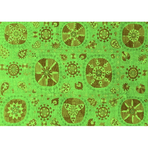 Ahgly Company Indoor Rectangle Abstract Green Modern Area Rugs, 5' x 7'