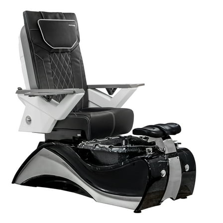 FIOR Shiatsulogic Pedicure Chair FX Black with Marble Trim Pedicure Tub w/ Discharge Pump & Pipe-Less Magnetic Jet Pedicure Spa, Black Cover Set