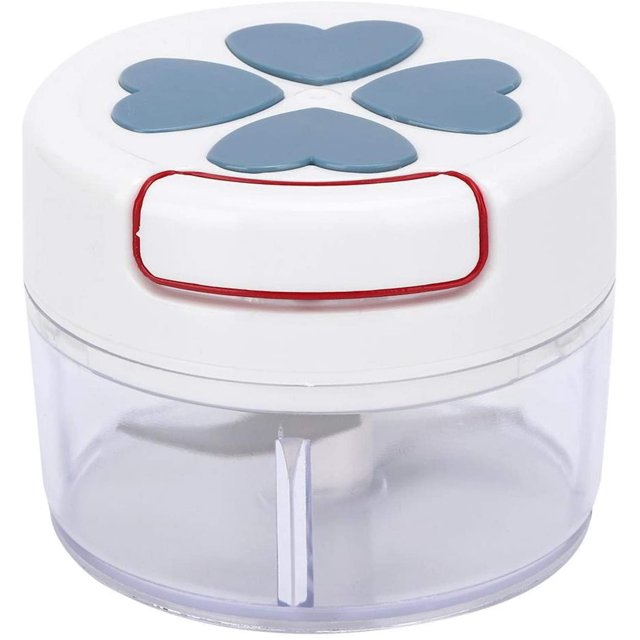 Mini picadora manual de alimentos para el hogar, picadora manual de alimentos, ajo, jengibre con recipiente transparente, picadora de verduras, picadora, utensilios de cocina (azul) brillar Electrónica